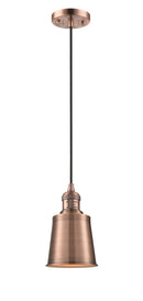 Innovations Lighting Addison 1-100 watt 5 inch Antique Copper Mini Pendant with Antique Copper Addison shades  201CACM9AC