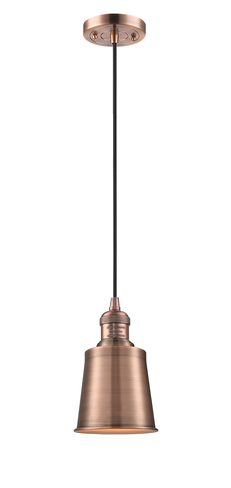 Innovations Lighting Addison 1-100 watt 5 inch Antique Copper Mini Pendant with Antique Copper Addison shades  201CACM9AC