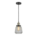 Chatham Mini Pendant shown in the Black Antique Brass finish with a Clear shade