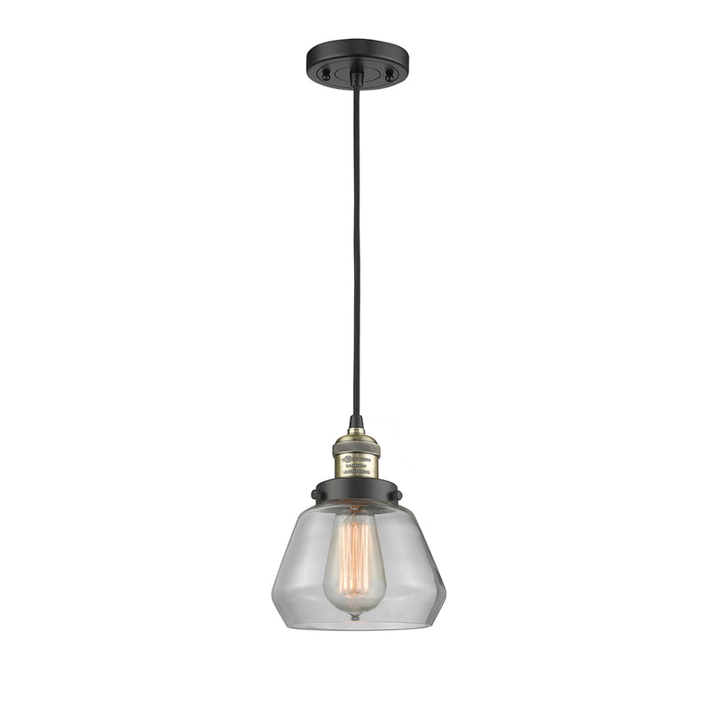 Fulton Mini Pendant shown in the Black Antique Brass finish with a Clear shade