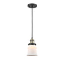 Canton Mini Pendant shown in the Black Antique Brass finish with a Matte White shade