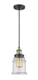 Innovations Lighting Canton 1-100 watt 6.5 inch Black Antique Brass Mini Pendant with Clear glass 201CBABG182