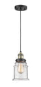 Innovations Lighting Canton 1-100 watt 6.5 inch Black Antique Brass Mini Pendant with Seedy glass 201CBABG184