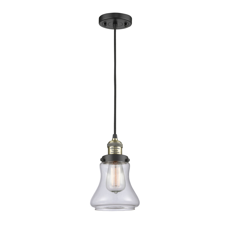 Bellmont Mini Pendant shown in the Black Antique Brass finish with a Clear shade