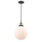 Beacon Mini Pendant shown in the Black Antique Brass finish with a Matte White shade