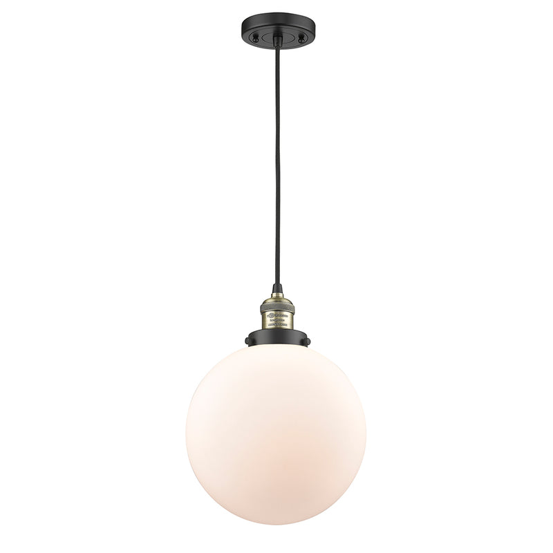 Beacon Mini Pendant shown in the Black Antique Brass finish with a Matte White shade