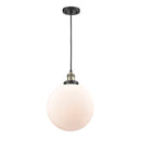 Beacon Mini Pendant shown in the Black Antique Brass finish with a Matte White shade