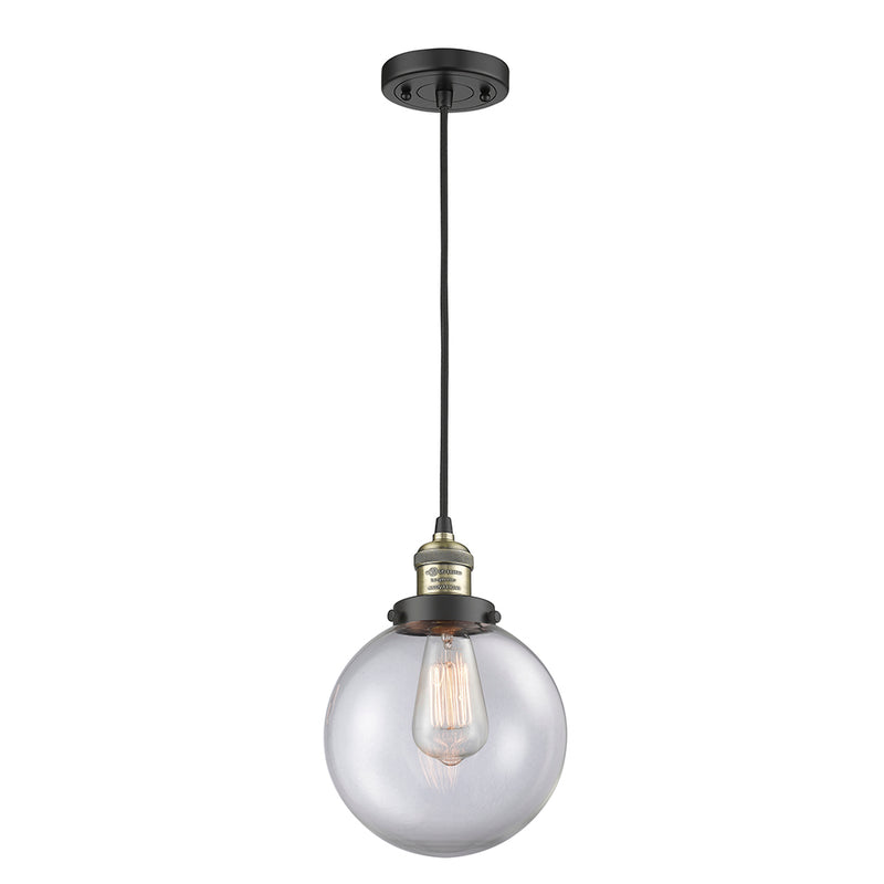 Beacon Mini Pendant shown in the Black Antique Brass finish with a Clear shade