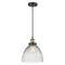 Seneca Falls Mini Pendant shown in the Black Antique Brass finish with a Clear Halophane shade