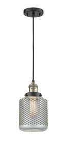 Innovations Lighting Stanton 1-100 watt 6 inch Black Antique Brass Mini Pendant with Vintage Wire Mesh glass 201CBABG262