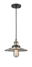 Innovations Lighting Halophane 1-100 watt 10 inch Black Antique Brass Mini Pendant with Halophane glass 201CBABG2