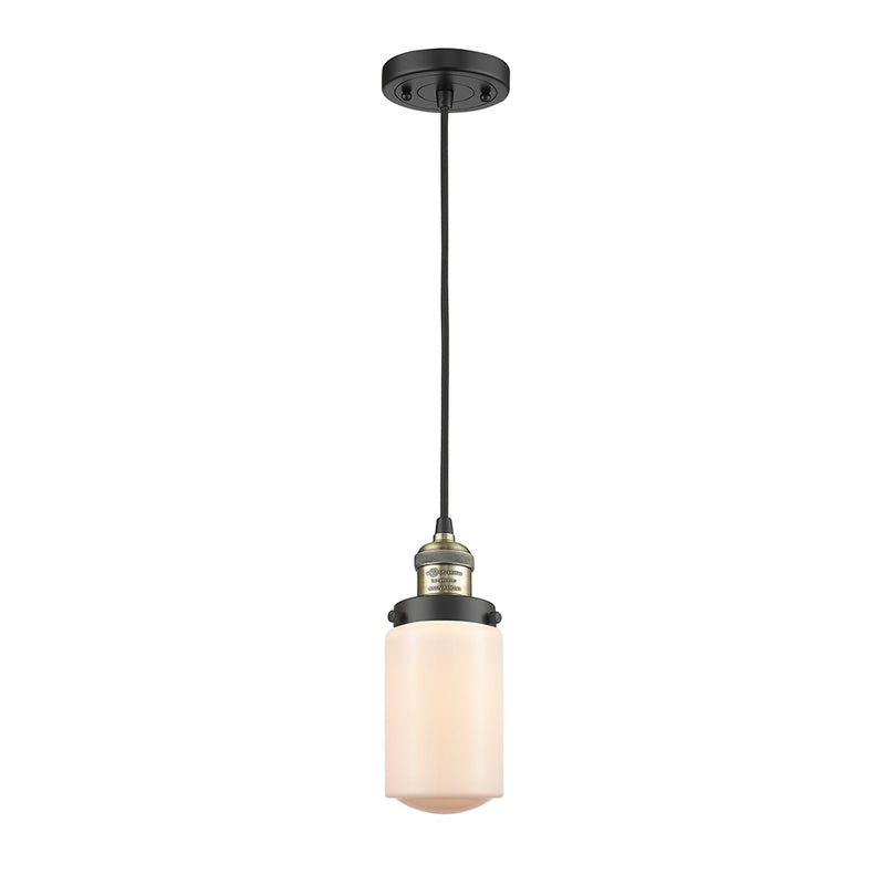 Dover Mini Pendant shown in the Black Antique Brass finish with a Matte White shade