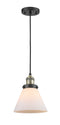 Innovations Lighting Large Cone 1-100 watt 8 inch Black Antique Brass Mini Pendant with Matte White Cased glass 201CBABG41