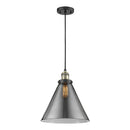 Cone Mini Pendant shown in the Black Antique Brass finish with a Plated Smoke shade