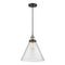 Cone Mini Pendant shown in the Black Antique Brass finish with a Seedy shade