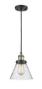 Innovations Lighting Large Cone 1-100 watt 8 inch Black Antique Brass Mini Pendant with Seedy glass 201CBABG44