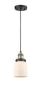 Innovations Lighting Small Bell 1-100 watt 5 inch Black Antique Brass Mini Pendant with Matte White Cased glass 201CBABG51