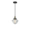 Oxford Mini Pendant shown in the Black Antique Brass finish with a Clear shade