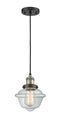 Innovations Lighting Small Oxford 1-100 watt 8 inch Black Antique Brass Mini Pendant with Clear glass 201CBABG532