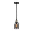 Bell Mini Pendant shown in the Black Antique Brass finish with a Plated Smoke shade