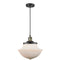 Oxford Mini Pendant shown in the Black Antique Brass finish with a Matte White shade