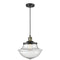 Oxford Mini Pendant shown in the Black Antique Brass finish with a Seedy shade