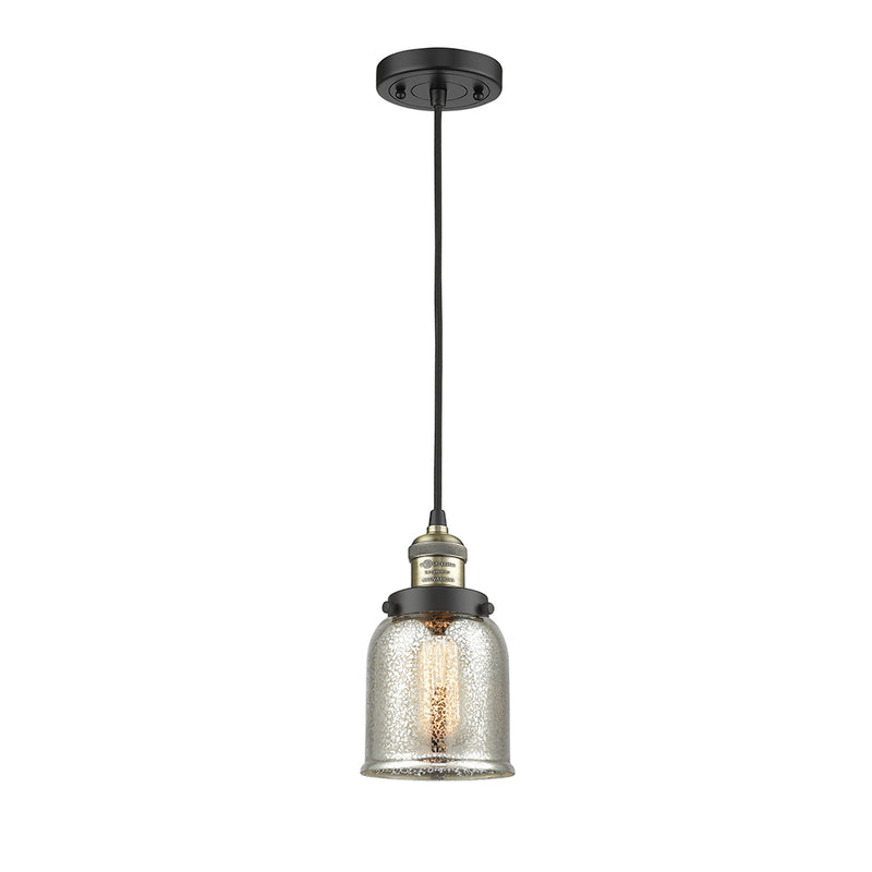 Bell Mini Pendant shown in the Black Antique Brass finish with a Silver Plated Mercury shade