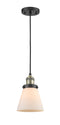 Innovations Lighting Small Cone 1-100 watt 6 inch Black Antique Brass Mini Pendant with Matte White Cased glass 201CBABG61