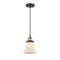 Cone Mini Pendant shown in the Black Antique Brass finish with a Matte White shade