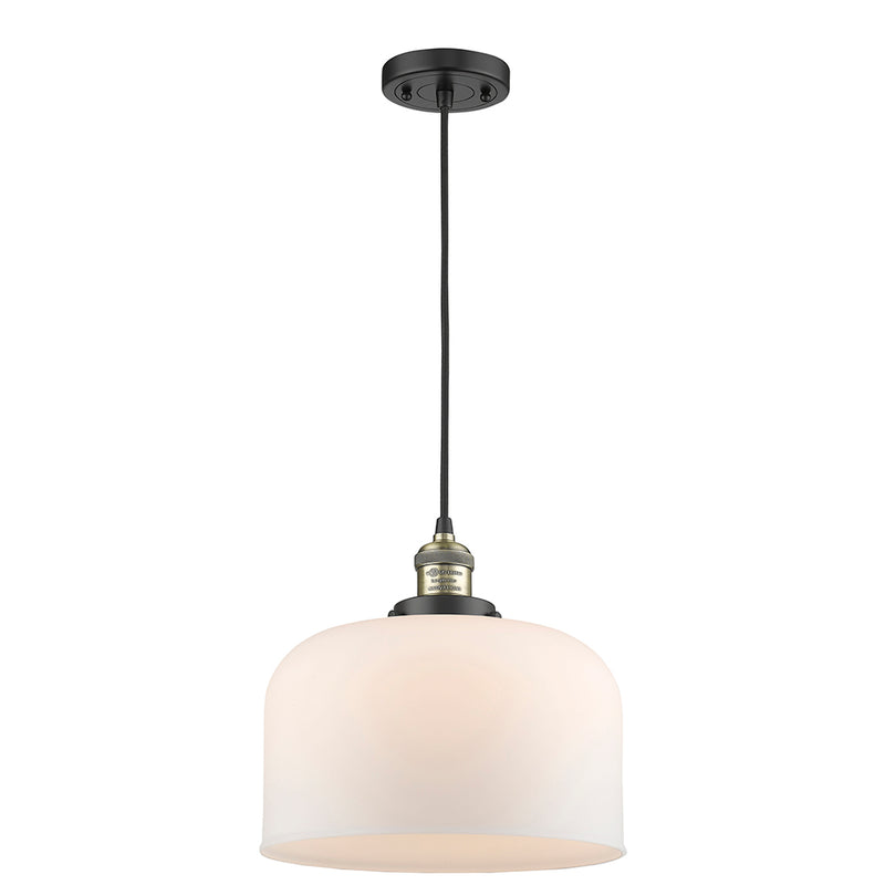 Bell Mini Pendant shown in the Black Antique Brass finish with a Matte White shade