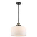 Bell Mini Pendant shown in the Black Antique Brass finish with a Matte White shade