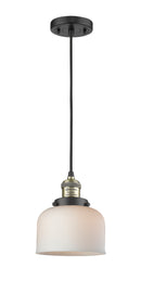 Innovations Lighting Large Bell 1-100 watt 8 inch Black Antique Brass Mini Pendant with Matte White Cased glass 201CBABG71