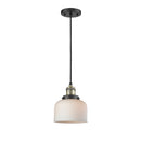 Bell Mini Pendant shown in the Black Antique Brass finish with a Matte White shade