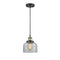 Bell Mini Pendant shown in the Black Antique Brass finish with a Clear shade