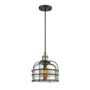 Bell Cage Mini Pendant shown in the Black Antique Brass finish with a Silver Plated Mercury shade