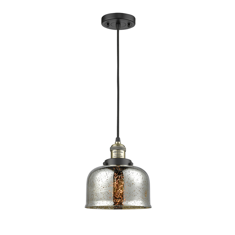 Bell Mini Pendant shown in the Black Antique Brass finish with a Silver Plated Mercury shade