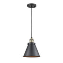 Appalachian Mini Pendant shown in the Black Antique Brass finish with a Matte Black shade