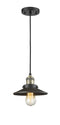 Innovations Lighting Railroad 1-100 watt 8 inch Black Antique Brass Mini Pendant with Matte Black Railroad shades  201CBABM6