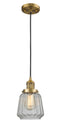 Innovations Lighting Chatham 1-100 watt 6 inch Brushed Brass Mini Pendant with Clear Fluted glass 201CBBG142