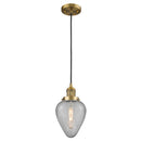 Geneseo Mini Pendant shown in the Brushed Brass finish with a Clear Crackled shade