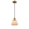 Fulton Mini Pendant shown in the Brushed Brass finish with a Matte White shade