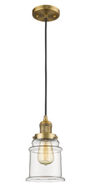 Innovations Lighting Canton 1-100 watt 6.5 inch Brushed Brass Mini Pendant with Clear glass 201CBBG182