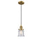 Canton Mini Pendant shown in the Brushed Brass finish with a Seedy shade