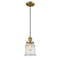 Canton Mini Pendant shown in the Brushed Brass finish with a Seedy shade