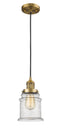 Innovations Lighting Canton 1-100 watt 6.5 inch Brushed Brass Mini Pendant with Seedy glass 201CBBG184