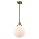 Beacon Mini Pendant shown in the Brushed Brass finish with a Matte White shade