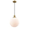 Beacon Mini Pendant shown in the Brushed Brass finish with a Matte White shade