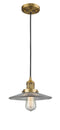 Innovations Lighting Halophane 1-100 watt 10 inch Brushed Brass Mini Pendant with Halophane glass 201CBBG2