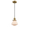 Olean Mini Pendant shown in the Brushed Brass finish with a Matte White shade