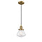 Olean Mini Pendant shown in the Brushed Brass finish with a Seedy shade